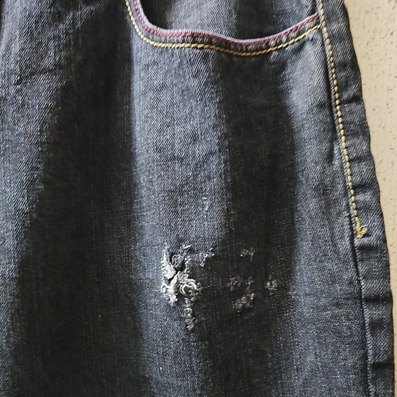 Vintage Clench Jeans Kanji Dragon Embroidery 42x32" Baggy Affliction Style 90s - Picture 13 of 16